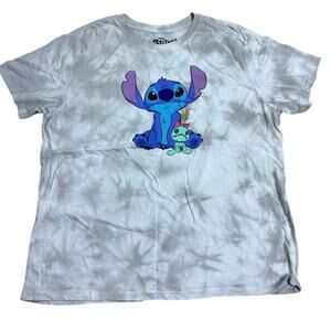Disney Stitch Tie-Dye T-Shirt XXL Gray Blue Angel Scrump Graphic Tee NWOT